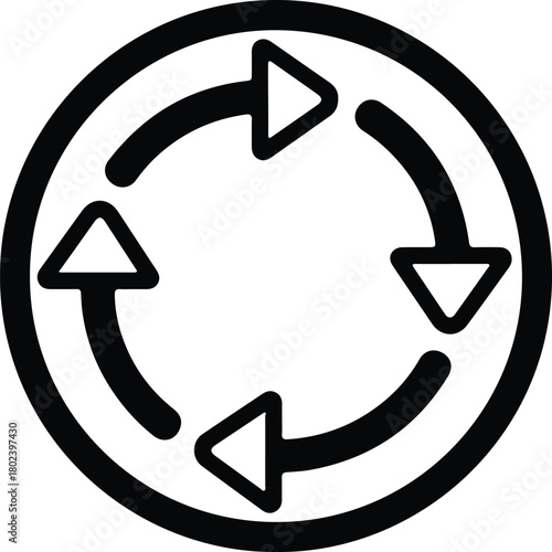 Illustrator Arrows in circle rotating reload synchronize refresh Silhouette vector
