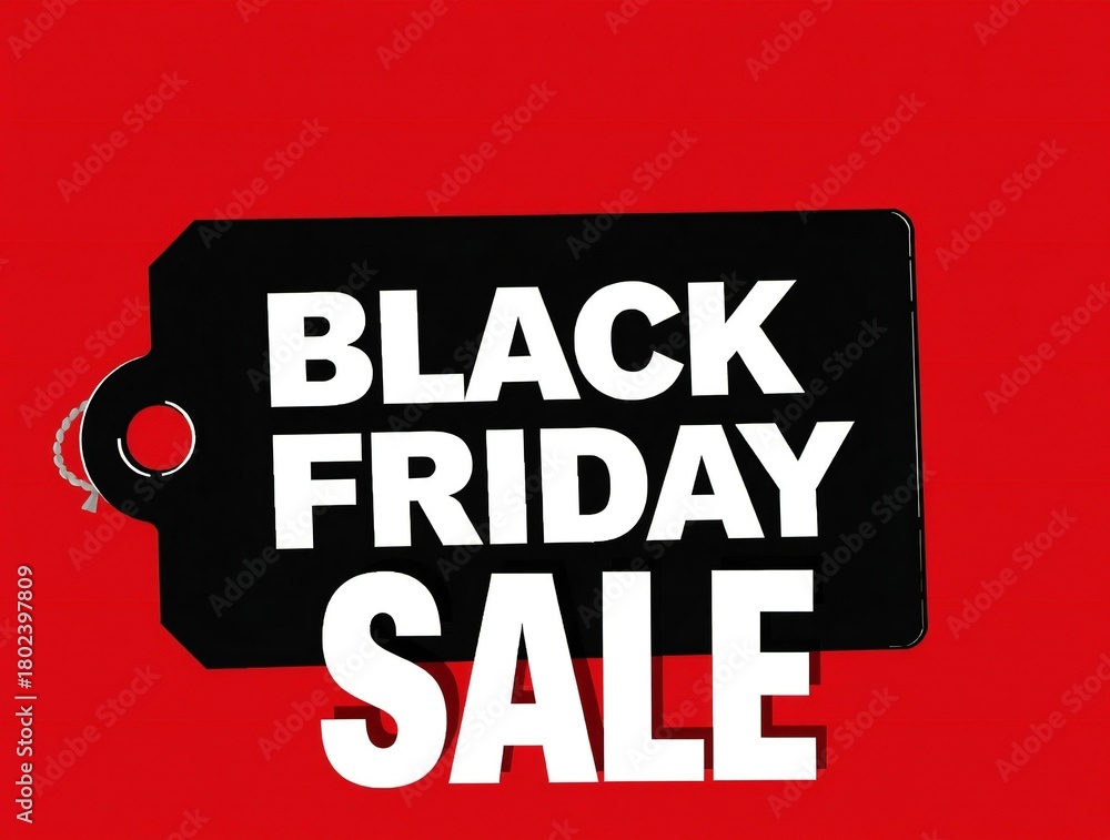 Fototapeta premium Black friday sale tag with bold white text on red background