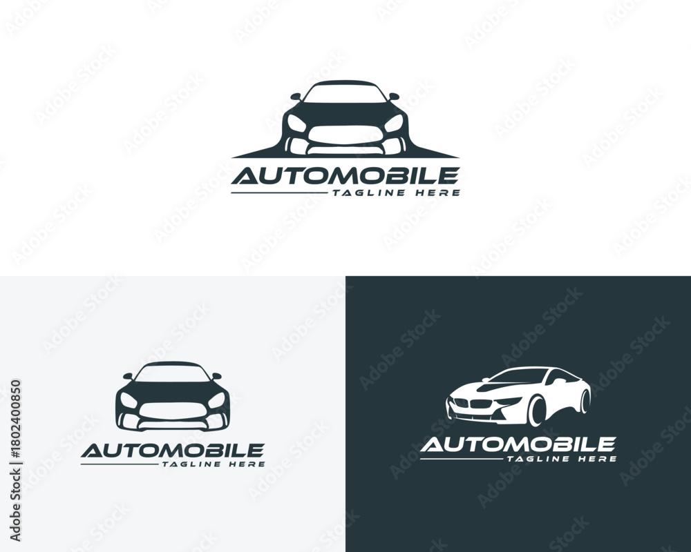 Obraz premium Automobile logo design with car silhouette and text vehicle
