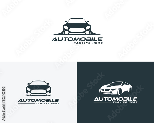 Automobile logo design with car silhouette and text vehicle