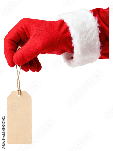 Wallpaper Mural Hand Holding Gift Tag with Red String, Christmas Present Decorations Torontodigital.ca