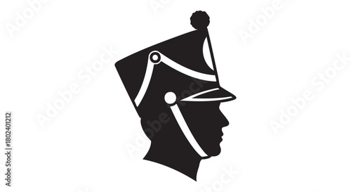 41. Minimalistic black silhouette of grenadier head
