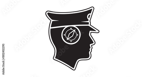 15. Minimalistic black silhouette of navigator head
