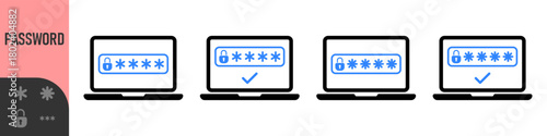 Two steps authentication icon. Verification or sms with code message confirmation for account login. Multi-factor authentication verification code. Laptop password verification or sms with push code 
