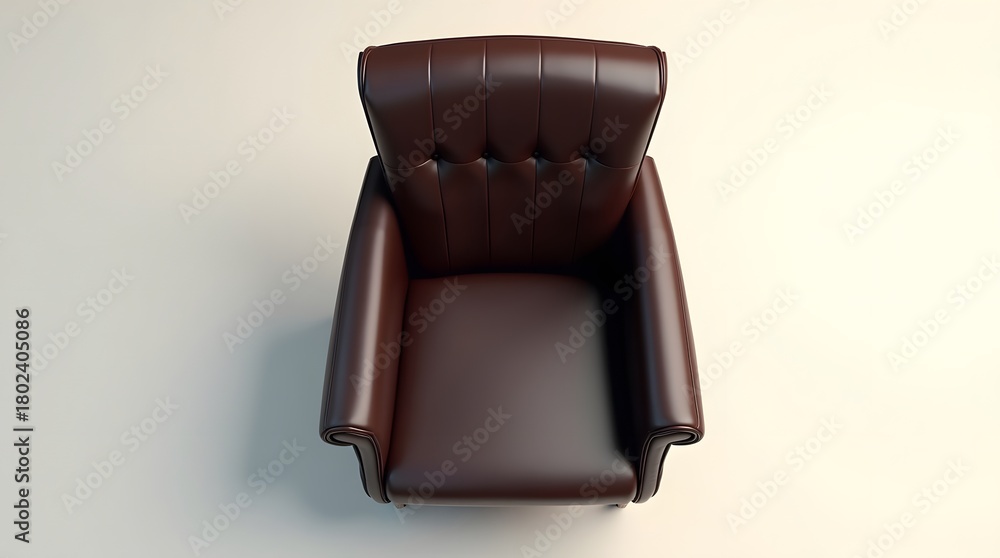 Obraz premium A sleek, modern armchair featuring deep brown leather upholstery and classic tufted detailing.