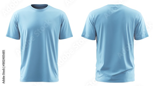 Wallpaper Mural A front and back view of a plain, Sky blue, short-sleeve t-shirt, with a crew neck. Torontodigital.ca