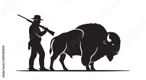 Minimalistic buffalo hunter silhouette
