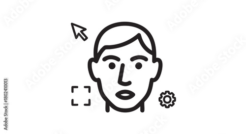 12. Photo editor head front view outline vector
