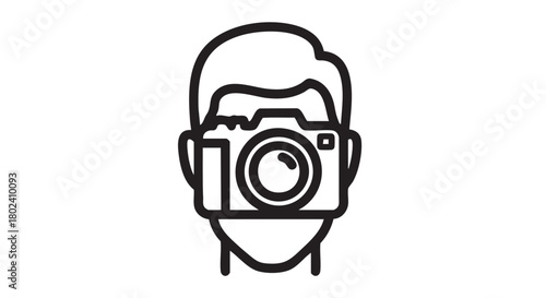 Web8. Photographer head front view outline vector
