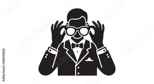 Minimalistic black vector silhouette of optician
