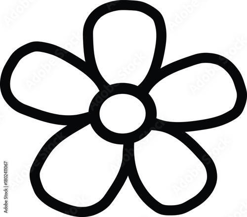A simple flower with five petals, perfect for spring designs, nature themes, or childrens illustrations, offering a clean and versatile element