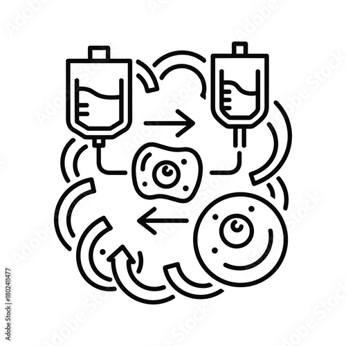 Medical cellular therapy and stem cell regenerative process icon