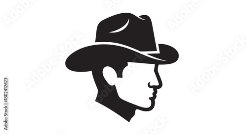 4. Minimalistic rancher head silhouette design
