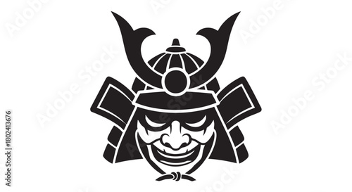 12. Minimalistic black samurai head silhouette
