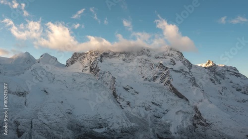 Gornergrat Zermatt Switzerland time lapse at Breithorn Alps mountain range in winter