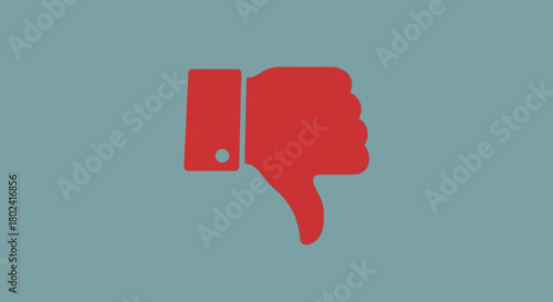 Red thumbs down icon on blue background: simple disapproval concept