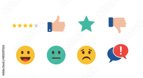 Colorful rating and feedback icons for user interface design
