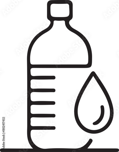 Water Bottle and Droplet Icon - Hydration, Drink,