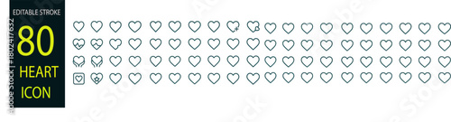 Heart outline icon set. Containing life, love, like, charity, caring, passion, healthcare, emotional, and more. Editable stroke. Vector illustration
By twenty-icons