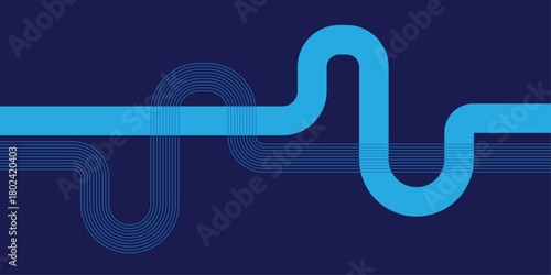 Abstract Dark Blue Winding Line Technology Flow Background
