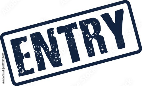 A distinctive distressed blue ENTRY rubber stamp provides a clear designation for access or log records