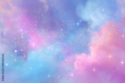 Pastel Galaxy Dream With Stars and Nebula Clouds — Soft Pink, Blue, and Purple Sky Background for Fantasy, Inspirational, and Creative Projects