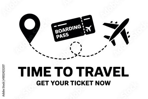 Time to travel and get your boarding pass with this illustration