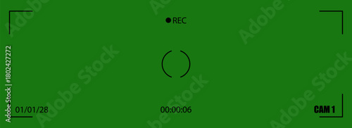Illustration of a camera viewfinder overlay, simulating a green night vision or security camera (CCTV) screen