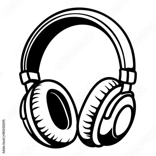 Black silhouette of headphones without background