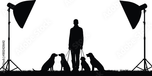 Professional pet photography session with dog trainer 