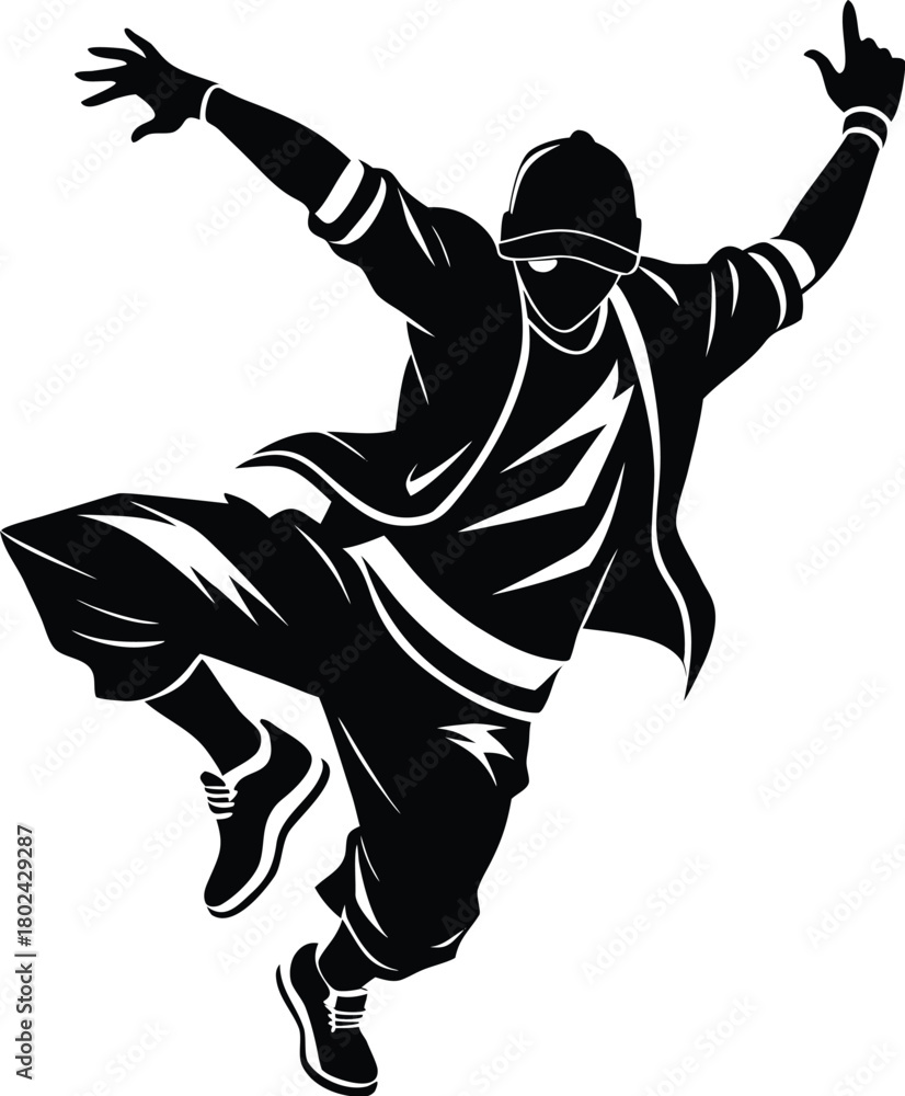 Fototapeta premium Freestyle Hip Hop Silhouette vector featuring bold dynamic dance moves, urban style, and energetic motion. Perfect for posters, events, street art, apparel, branding, and creative design projects.