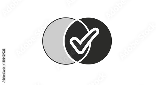 Venn diagram with checkmark icon on white background
