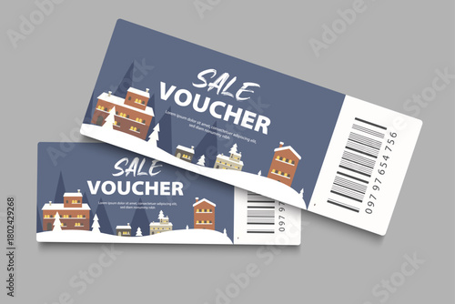 christmas ticket template voucher sale, coupon	
