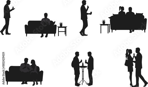 People socializing and relaxing at home and party, communication, friendship, couple interaction, li