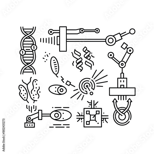 Biotechnology and robotics research in scientific lab concept