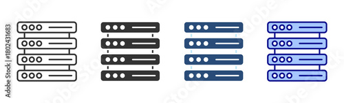Server Icon Set. Designed In Multi Style