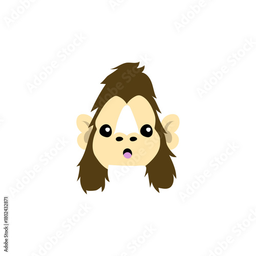 Cute cartoon bigfoot with a surprised expression in brown and beige colors