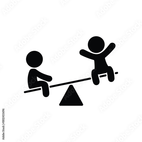 Children playing on a seesaw icon