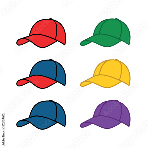 Baseball cap icon. A clothing accessory with a visor. Popular sports headwear. An attribute of a baseball player, athlete, or sportswear.