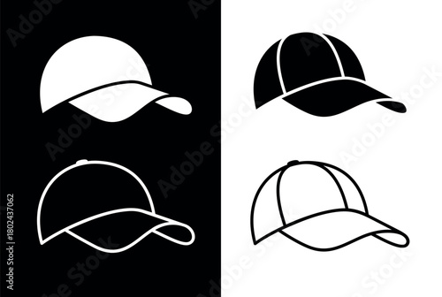 Baseball cap icon. A clothing accessory with a visor. Popular sports headwear. An attribute of a baseball player, athlete, or sportswear.