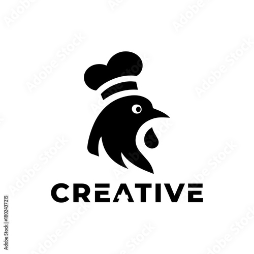 vector logo of a bird wearing a chef's hat