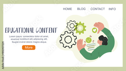 Educational content, back to school concept, education, landing page, hand drawn vector illustration.