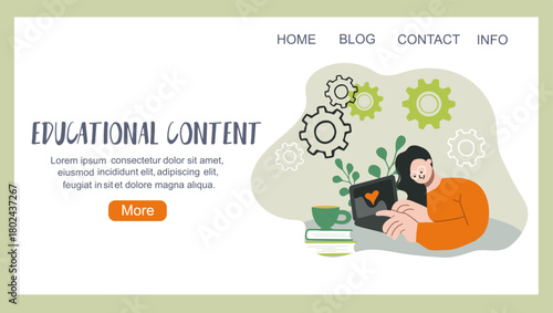 Educational content, back to school concept, education, landing page, hand drawn vector illustration.