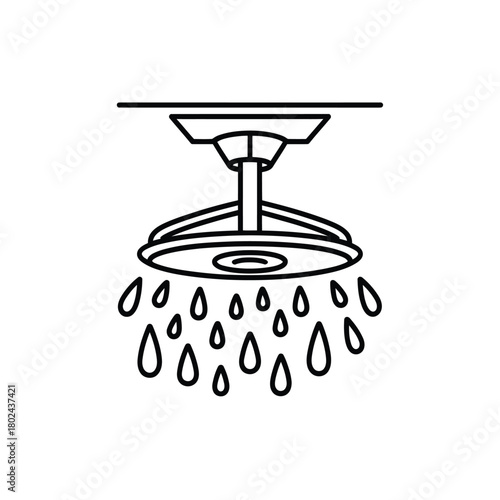 Ceiling mounted fire sprinkler system spraying water