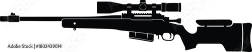 Black silhouette of a sniper rifle with scope and magazine weapon