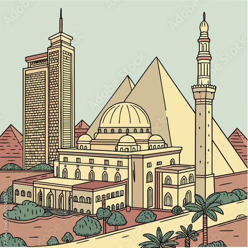 Modern and ancient egyptian architecture blend