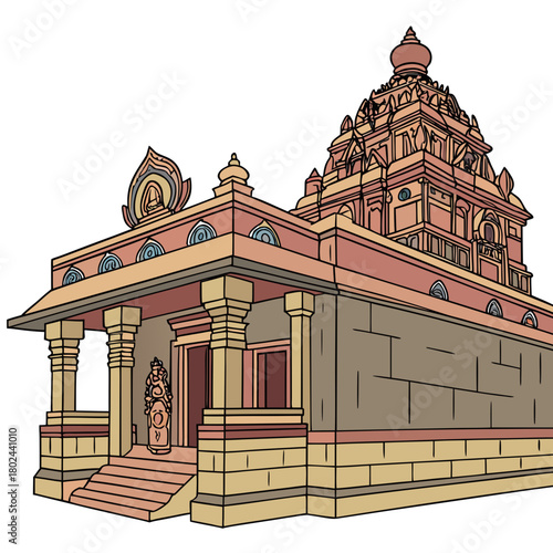 Ornate indian temple with intricate architecture and statues