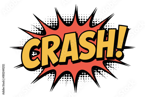 The word "CRASH!" appears in a comic book speech bubble with a red explosion graphic.
