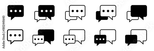 Chat and Talk Icons Set – Speech Bubble Collection for Messaging, Conversation, and Communication.