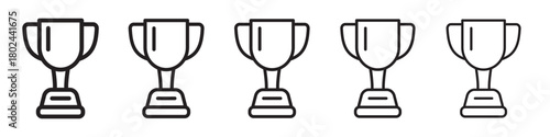 Trophy Cup Line Icon Set – Winner, Victory, and Achievement Symbols, Outline Icons.